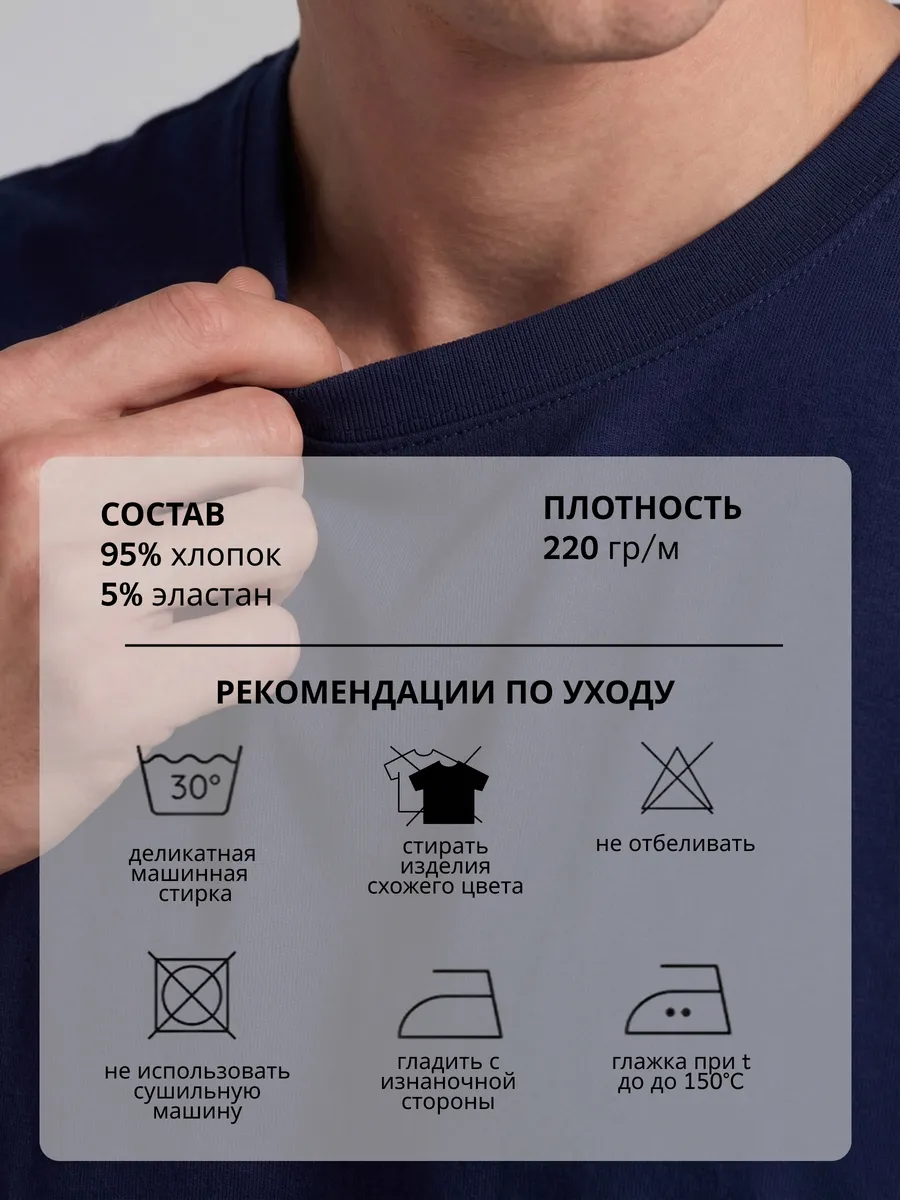 Футболка синяя базовая однотонная хлопковая плотная — NEXT ONE