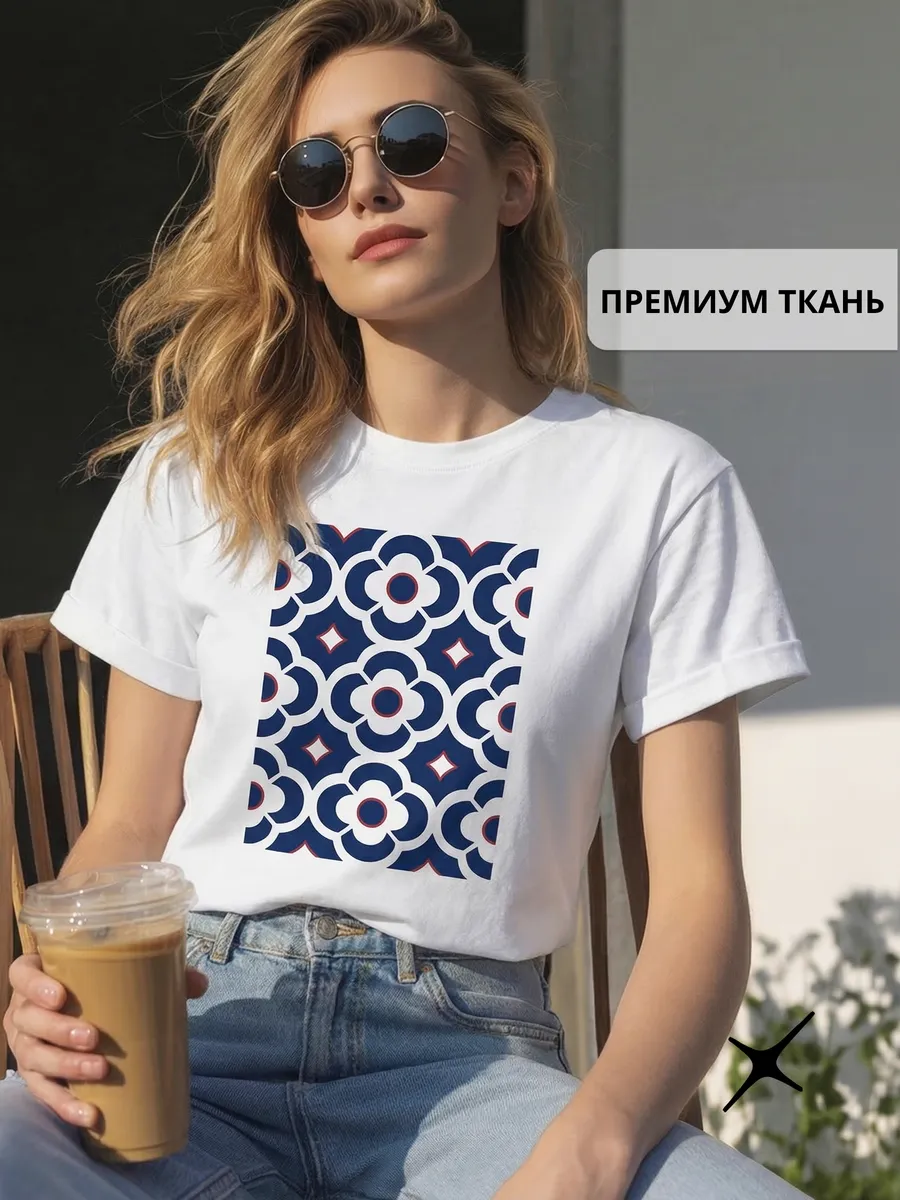 Футболка с принтом белая прямая хлопок плотная — NEXT ONE