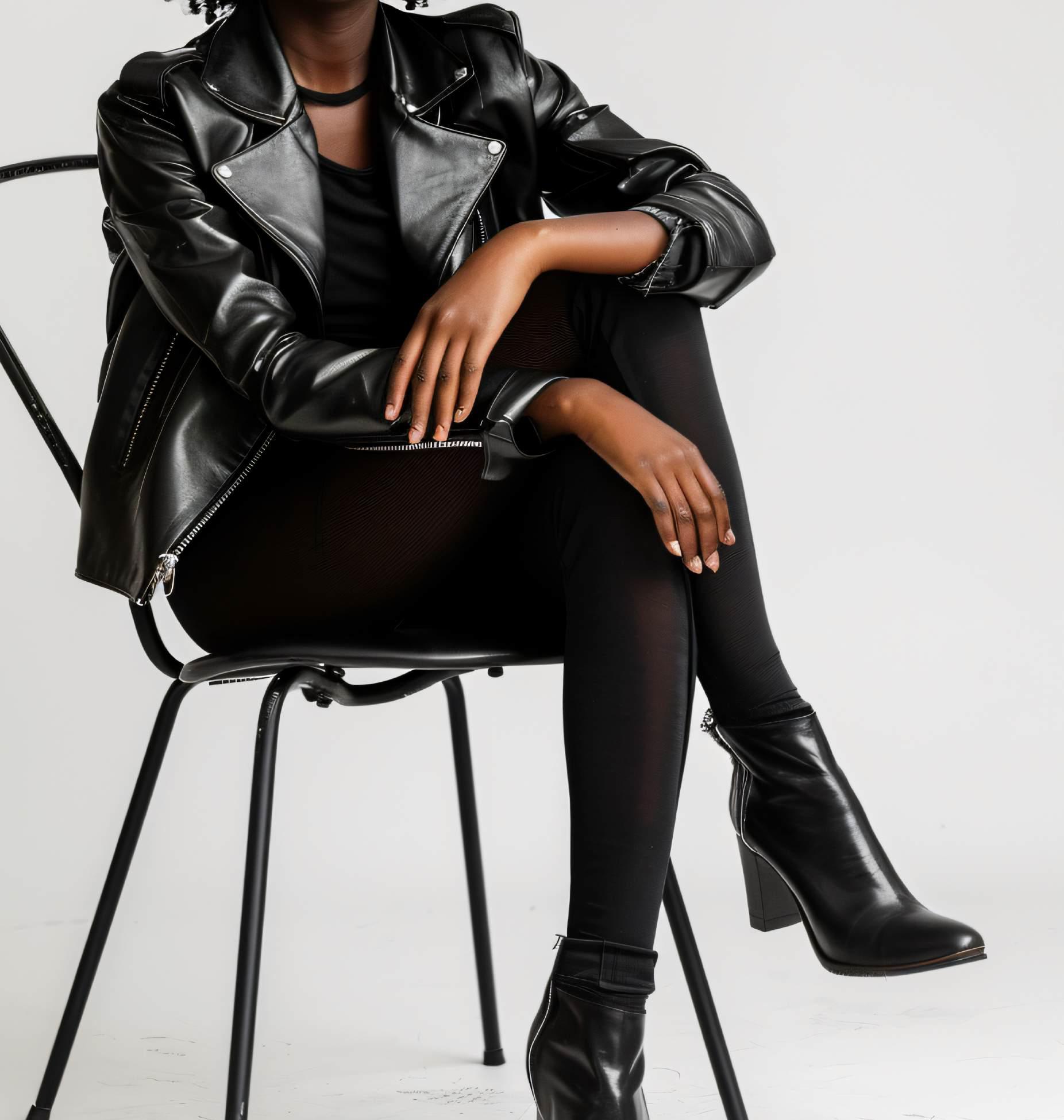 Model in Leather Jacket