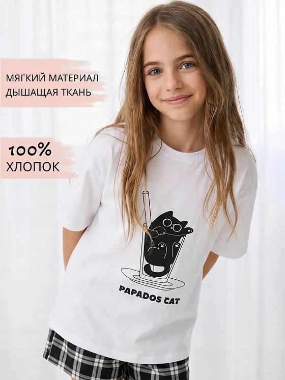 Пижама летняя для подростка комплект с шортами 100% хлопок — NEXT ONE