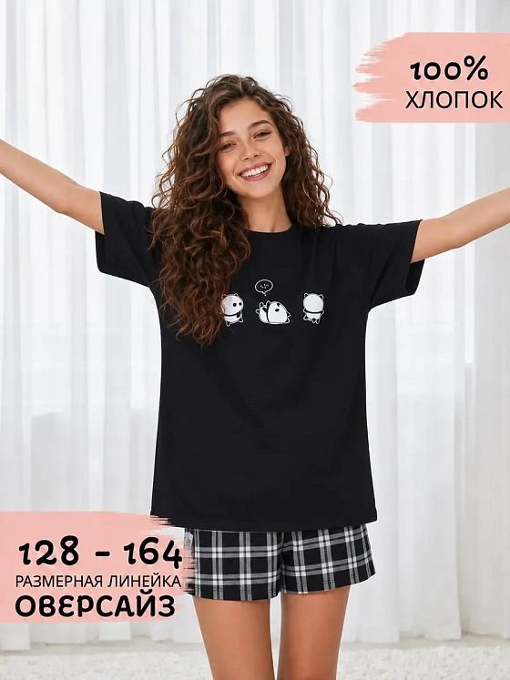 Пижама для девочки подростка с шортами домашний костюм — NEXT ONE