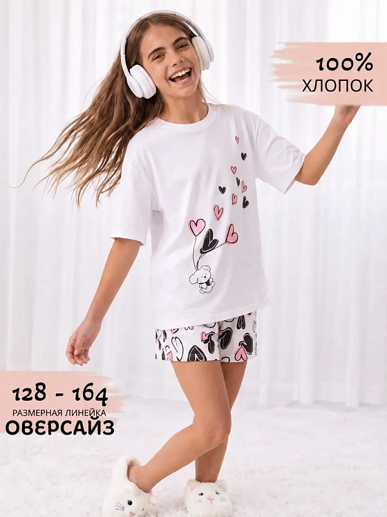 Пижама для девочки подростка с шортами домашний костюм — NEXT ONE